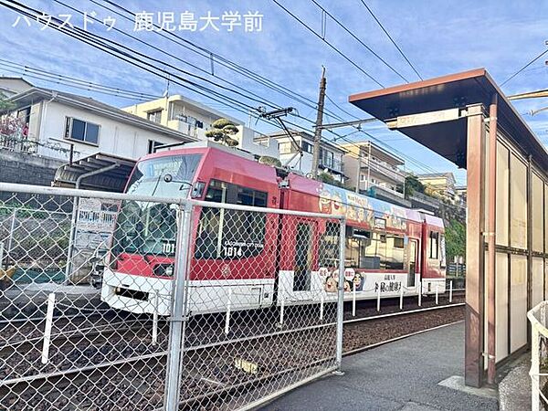 二軒茶屋駅鹿児島市電1系統のみ。鹿児島駅方面～谷山方面車いすでの乗降：可能トイレ・洗面無し上りホームすぐ後ろにJR路線あり。 970m