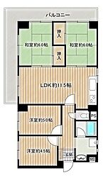 名鉄三郷ハイツB棟 4LDKの間取図画像