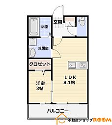 プレステージ3 1LDKの間取図画像