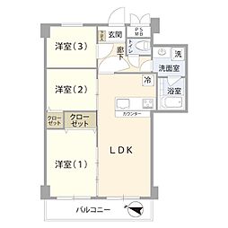 セザール第3綾瀬 3LDKの間取り