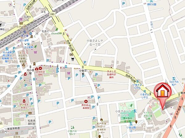 JR常磐緩行線「北小金」駅徒歩10分。