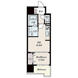 S-RESIDENCE六ツ門abreast II 10階1DKの間取り