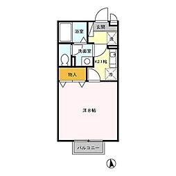 セジュールF・K 1Kの間取図画像