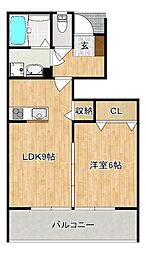 グランオペラ 1階1LDKの間取り