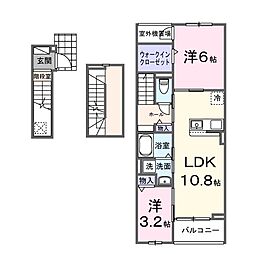フィオーレ・ショウエイ A 2LDKの間取図画像