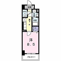 K．I．A．L　東合川ヴィラ 1階1Kの間取り