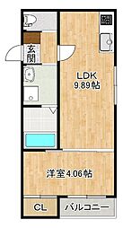 BRAVE BASE 本庄 2階1LDKの間取り