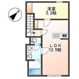 ベルメゾン矢取 1LDKの間取図画像