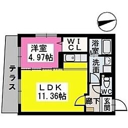 ヴィラ・ジャスミン 1LDKの間取図画像