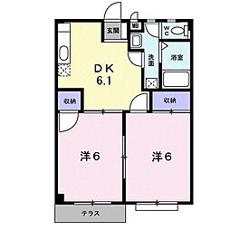 リバーサイドM・Y 2DKの間取図画像