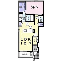カレントヴィラ 1LDKの間取図画像