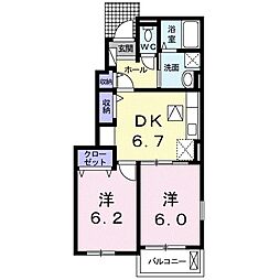 サファイアンエレガンスF 2DKの間取図画像