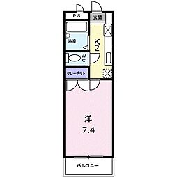 ペルレパークB 1Kの間取図画像
