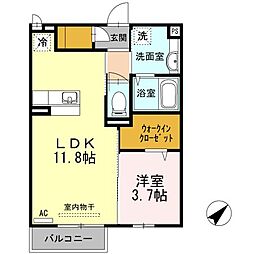 プログレス1B 1LDKの間取図画像