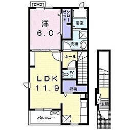スリジエ・リアンセカンドA 1LDKの間取図画像