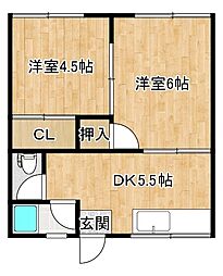 ちとせ荘 2DKの間取図画像