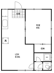中井コーポB 1LDKの間取図画像