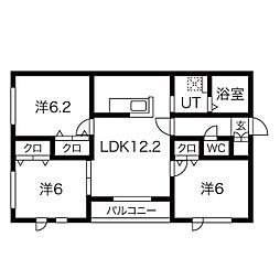 L・A大通 2階3LDKの間取り