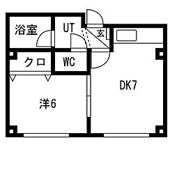 プレプラージュ 3階1DKの間取り