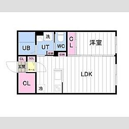 Kulta大通 1階1LDKの間取り