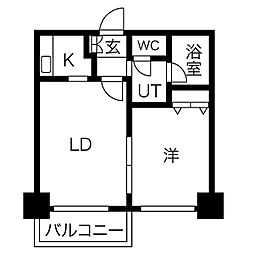 フランセジュール豊平三条 3階1LDKの間取り
