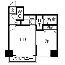 フランセジュール豊平三条 4階1LDKの間取り