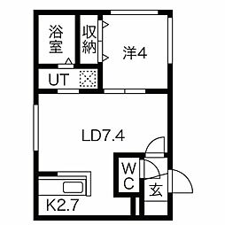 ALPHA南平岸(アルファ) 4階1LDKの間取り