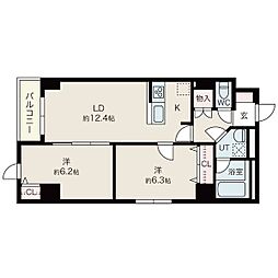 マハトゥール札幌 8階2LDKの間取り