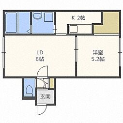 グランメール24−Ｃ 4階1LDKの間取り