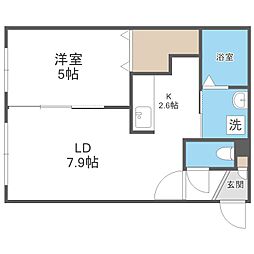 Ｇ・ＡＭＥＮＩＴＩＥＳ南4条 2階1LDKの間取り