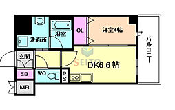 Villa Wisteria（ヴィラウィステリア） 6階1DKの間取り