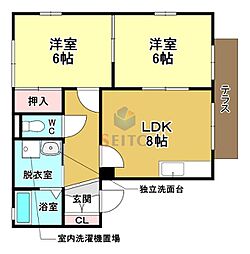 アストレーア庄内幸町 2DKの間取図画像