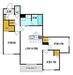 ハイテラス千里 3LDKの間取図画像
