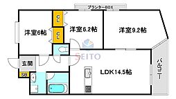 LA・LUCE緑地公園 3LDKの間取図画像