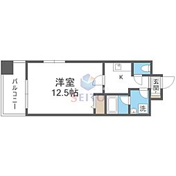 レフィーナカルム江坂 1Kの間取図画像