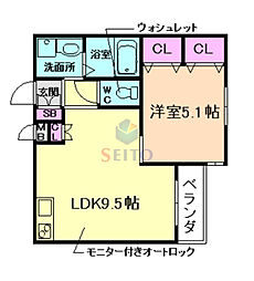 アヴェルーチェ豊中 1LDKの間取図画像