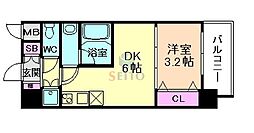 COMFORIA江坂広芝町 1DKの間取図画像