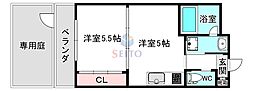 クリスタルコート江坂 1DKの間取図画像