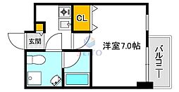 アスール江坂3rd 1Kの間取図画像