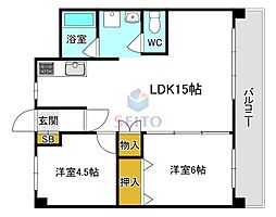 クローバー・メゾン千里山 2LDKの間取図画像