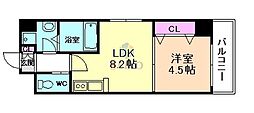 アトール西中島2 1LDKの間取図画像