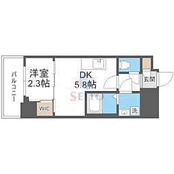 セレニテ江坂グランデ 1DKの間取図画像