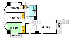 東明マンション江坂2 3LDKの間取図画像