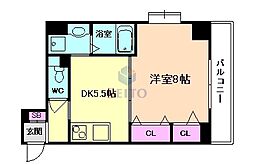 プロスパー江坂 1DKの間取図画像