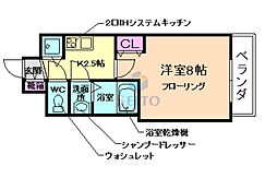 ディームス江坂 1Kの間取図画像