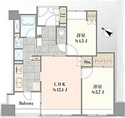 サンヴェール日本橋水天宮 2LDKの間取り