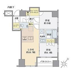 リビオ日本橋浜町パークフィール 2LDKの間取図画像