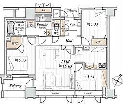 ファミール日本橋グランスイートプラザ 3LDKの間取図画像
