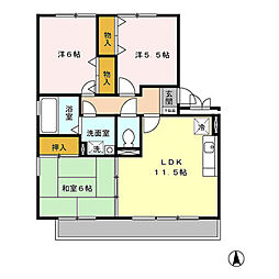 パルティール・ハイツ2 3LDKの間取図画像