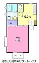 コーポRaito 1Kの間取図画像